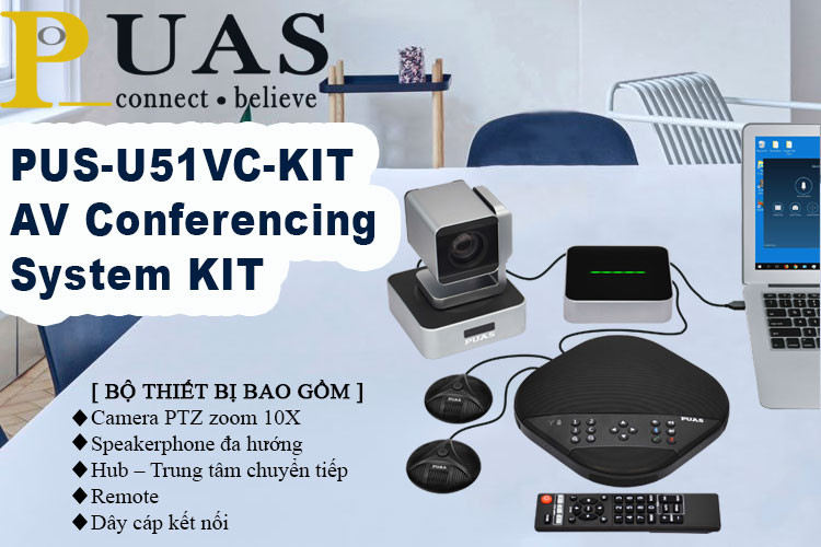 PUS-U51VC-KIT tích hợp âm thanh và video hội nghị cho phòng họp nhỏ và trung bình