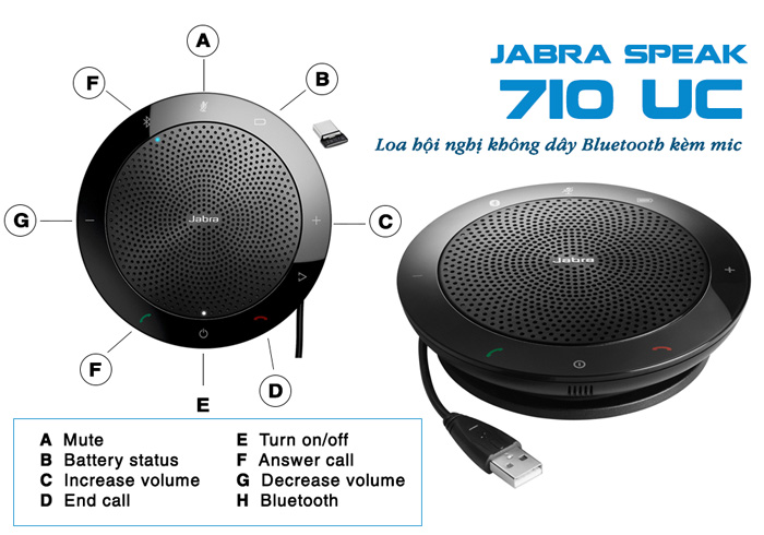 Speakerphone không dây bluetooth Jabra Speak 710 UC